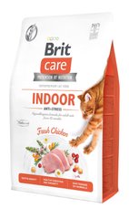 Сухий корм для котів, які постійно перебувають у приміщенні Brit Care Cat GF Indoor Anti-stress, 2 кг