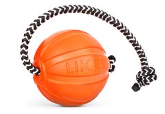Мячик LIKER Cord 5 со шнуром для собак мелких пород, Оранжевый