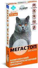 Краплі на холку для котів Природа ProVET «Мега Стоп» до 4 кг, 1 піпетка (від зовнішніх та внутрішніх паразитів)