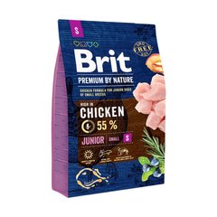 Сухий корм для цуценят і юніорів дрібних порід вагою до 10 кг Brit Premium (Брит Преміум) Dog Junior S 3 кг з куркою