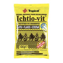 Сухий корм для акваріумних риб Tropical в пластівцях «Ichtio-Vit» 120 г (для всіх акваріумних риб), для аквариумних