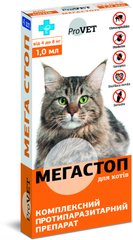 Краплі на холку для котів Природа ProVET «Мега Стоп» від 4 до 8 кг, 1 піпетка (від зовнішніх та внутрішніх паразитів)