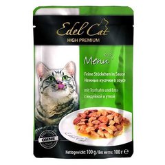 Консерви Edel Cat для котів ніжні шматочки у соусі, индичка та качка, 100 г