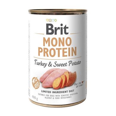 Влажный корм для собак Brit Mono Protein Turkey & Sweet Potato 400 г (индейка и батата)