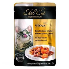 Консервы Edel Cat для кошек нежные кусочки в желе, курица и утка, 100 г