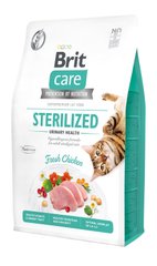 Сухой гипоаллергенный корм для стерилизованных котов Brit Care (Брит Кеа) Cat GF Sterilized Urinary (уринари) Health, 2 кг с мясом курицы