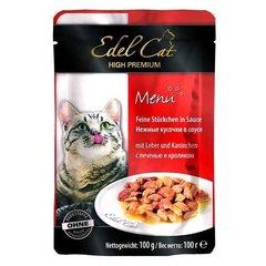 Консервы Edel Cat для кошек нежные кусочки в соусе, печень и кролик, 100 г
