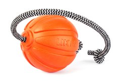 Мячик LIKER Cord 7 со шнуром для собак мелких и средних пород, Оранжевый