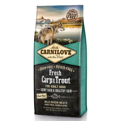 Сухой корм для взрослых собак всех пород Carnilove Fresh Carp & Trout 12 кг (рыба)