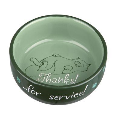Миска керамическая Trixie «Thanks for Service» 300 мл / 11 см (зелёная, коричневая, фиолетовая, кремовая)