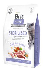 Сухой корм для стерилизованных котов и котов с избыточным весом Brit Care Cat GF Sterilized Weight Control, 2 кг