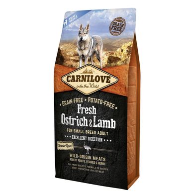 Сухой корм для взрослых собак мелких пород Carnilove Fresh Ostrich & Lamb 6 кг (ягнёнок и страус)