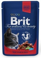 Brit Premium Cat pouch тушеная говядина и горошек