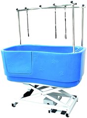 Ванна с электрическим подъемником (пластиковая) синяя, серая 148*80*(45-75+58)