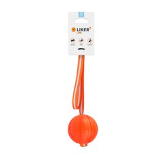 Мячик LIKER Line 7 на ленте для собак мелких и средних пород, Оранжевый