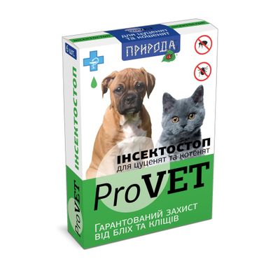 Капли на холку для кошек и собак Природа ProVET «Инсектостоп» до 3 кг, 1 пипетка (от внешних паразитов)