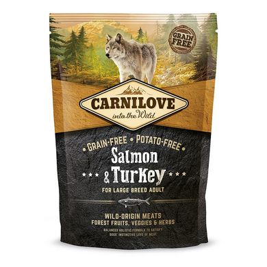 Сухой корм для взрослых собак крупных пород (весом от 25 кг) Carnilove Salmon & Turkey Large Breed 1,5 кг (лосось и индейка)