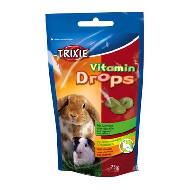 Лакомство для кроликов и морских свинок Trixie «Vitamin Drops» 75 г (овощи)