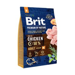 Сухой корм для взрослых собак средних пород (весом от 10 до 25 кг) Brit Premium Adult M 3 кг (курица)
