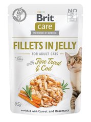 Влажный корм для котов Brit Care Cat pouch треска и форель в желе 85 г