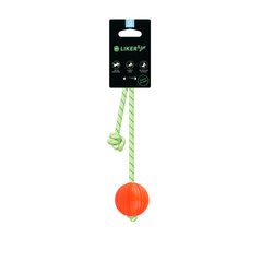 LIKER Lumi 5 - Мячик для щенков и собак мелких пород со шнуром, который светится в темноте, Оранжевый