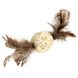 Игрушка для котов Плетеный мячик с колокольчиком и перьями GiGwi Catch&scratch, перо, дерево, 13 см