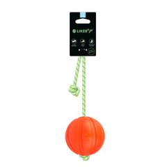 LIKER Lumi 9 - Мячик для собак крупных пород со шнуром, который светится в темноте, Оранжевый