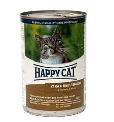 Вологий корм Happy Cat Ente & Huhn Gelee для котів у вигляді шматочків желе з качкою та курчам, 400 г,1002422