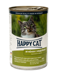 Вологий корм Happy Cat Lamm & Truth Gelee для котів у вигляді шматочків желе з ягням та індичкою, 400 г,1002420