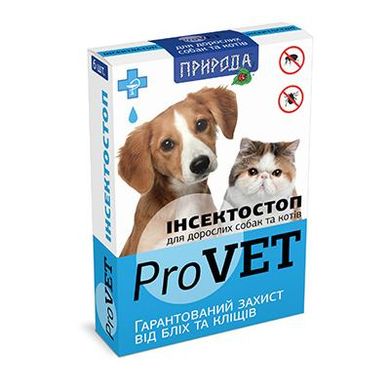 Капли на холку для кошек и собак Природа ProVET «Инсектостоп» от 4 до 10 кг, 1 пипетка (от внешних паразитов)