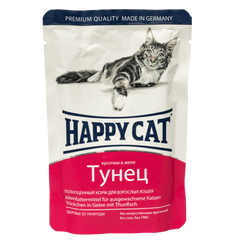 Вологий корм Happy Cat для котів у вигляді шматочків в желе з тунцем, 100 г 1002309