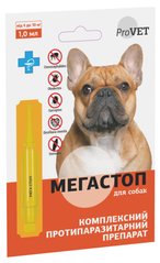 Мега Стоп ProVET 4-10 кг (1 пипетка*1мл) для собак (от внешних и внутренних паразитов)
