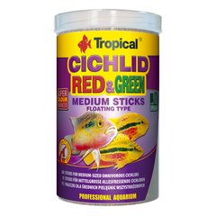 Сухой корм для аквариумных рыб Tropical в палочках «Cichlid Red & Green Medium Sticks» 1 л (для всех цихлид), для аквариумних