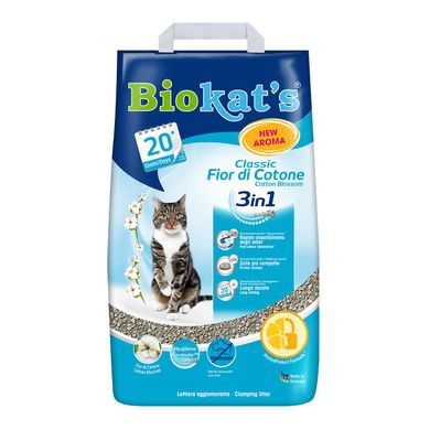 Наполнитель для кошачьего туалета Biokats Classic Fresh 3in1 Cotton Blossom 10 кг (бентонитовый)