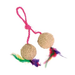 Іграшка для котів Trixie М'ячі на мотузці d:4,5 см (джут)