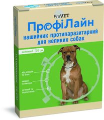 Ошейник "Профилайн" антиблошиный для собак крупных пород (зеленый), 70 см