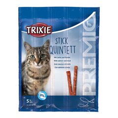 Ласощі для котів Trixie PREMIO Quadro-Sticks 5 шт. (лосось та форель)