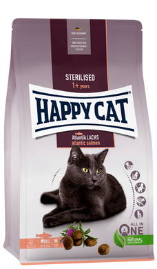 Сухий корм Happy Cat Sterilised Atlantik Lachs для дорослих стерилізованих котів зі смаком лосося, 1,3 кг, 70579