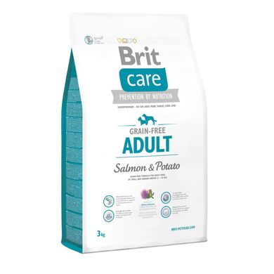 Сухой корм для взрослых собак мелких и средних пород (весом до 25 кг) Brit Care GF Adult Salmon & Potato 3 кг (лосось и картофель)