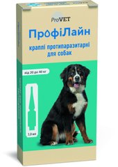 Капли на холку"Профилайн" 20кг-40кг 1уп.(4 пипетки*3,0мл) для собак(инсектоакарицид)