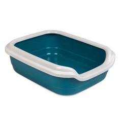 Туалет для котів Природа з бортиком «Comfort» 39 x 49 x 15 см (пластик, колір: синій)