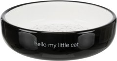 Миска керамическая для кошек коротконосых пород, 0.3 л / ø 15 см, черная / белая