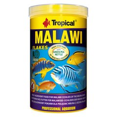 Сухий корм для акваріумних риб Tropical в пластівцях «Malawi» 1 л (для травоїдних цихлід), для аквариумних