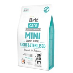 Сухий корм для собак мініатюрних порід з надмірною вагою або стерилізованих Brit Care GF Mini Light & Sterilised 2 кг (лосось та кролик)