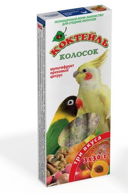 Колосок Природа Коктейль для средних попугаев (мультифрукт,орех,цитрус) 90 г
