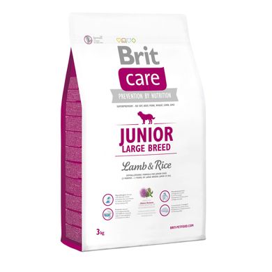 Сухой корм для щенков и молодых собак крупных пород (весом от 25 кг) Brit Care Junior Large Breed Lamb & Rice 3 кг (ягненок и рис)